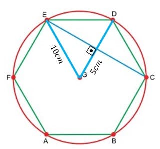 Aluno Oficial - 2018. Hexágono inscrito com triângulo retângulo