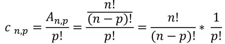 Na análise combinatória a fórmula da "combinação", que pode ser definida como a razão entre um arranjo e uma permutação.